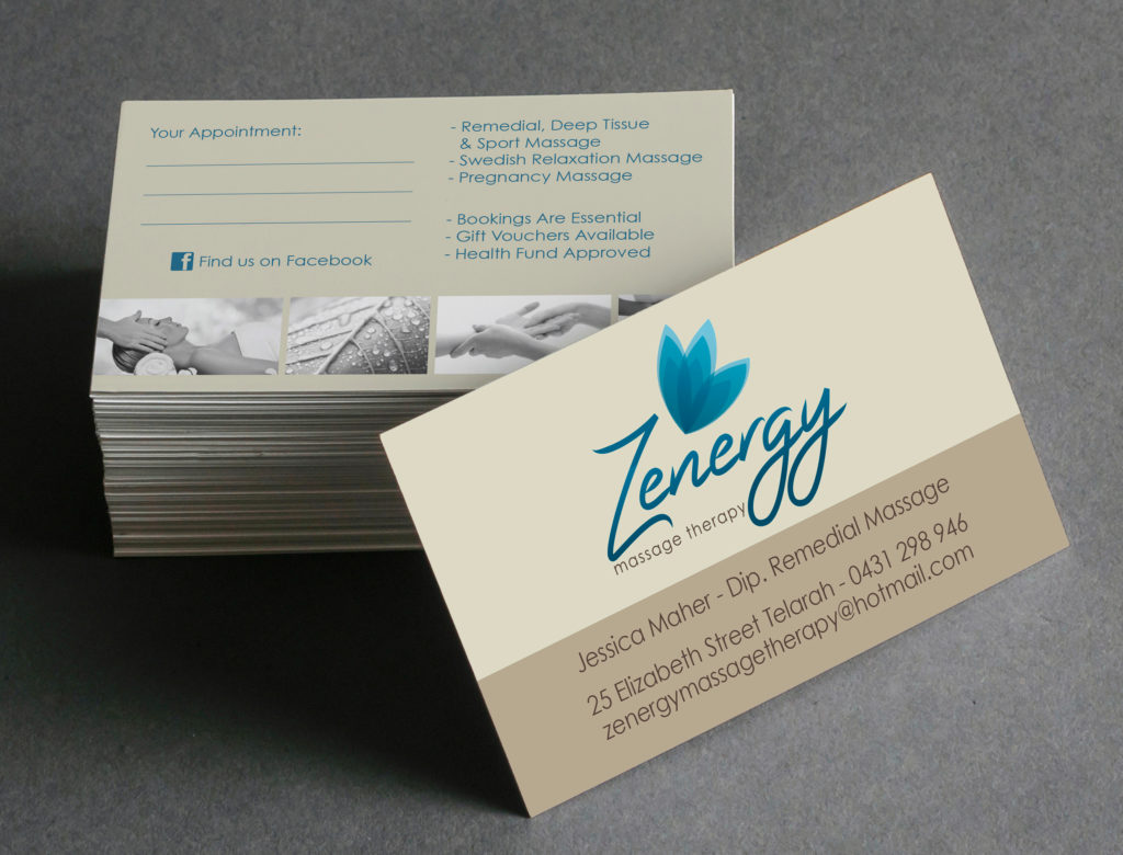 Zenergy business card Logo design by prism design studio