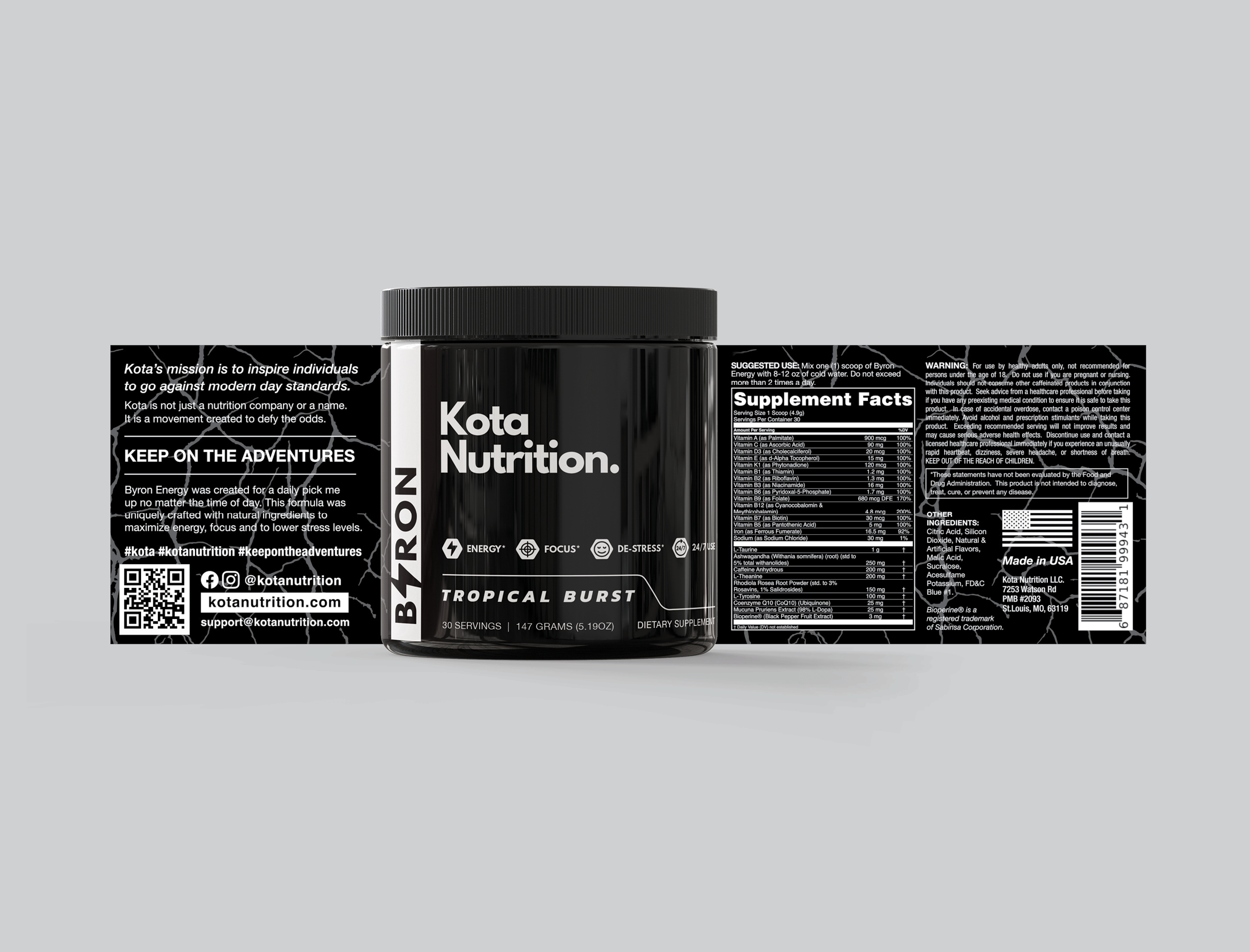 Label design for kota nutrition by prism design studio